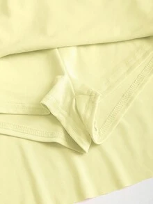 Sweetra Váy xếp ly ôm sát cổ bèo nhún không đối xứng thắt nút thường ngày mùa hè dành cho nữ - Màu vàng ngỗng - Xem 6