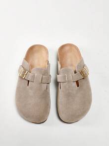 Solezae Women's Round Toe Cork Footbed Slide Clogs With Adjustable Buckle Strap For Christmas Valentine's Day - Grey - View 2