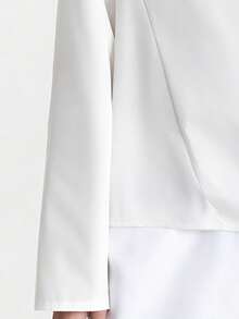 Lumivelle 女式V领长袖系带下摆衬衫，秋季 - 白色 - 查看 10