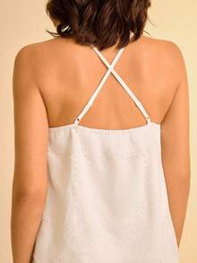 SHEIN Unity Débardeur vintage élégant brodé pour femmes - Blanc - Voir 6