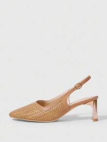 Sleekvia Giày cao gót hở mũi màu mơ thời trang dành cho nữ - Màu Khaki - Xem 6