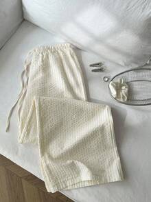 Elamini Women's Low-Rise Straight Leg Casual Vacation Pants, Cotton, College Style, Spring/Summer - Yellow - View 1