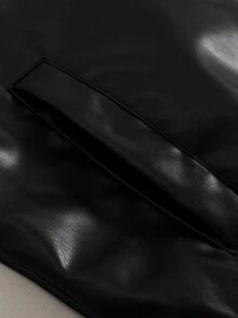 PAVTROS Manfinity Streetrush 男士长袖哥特骷髅刺绣PU拉链连帽夹克，Y2K街头风，Emo拉链夹克，万圣节外套，时尚百搭男友礼物，印花拉链Emo哥特骷髅夹克，秋冬款 - 黑色 - 查看 5