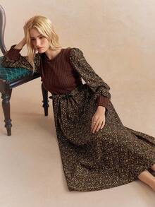 Écloséra 全新复古花卉拼布束腰女式连衣裙，春秋季 - 彩色 - 查看 6