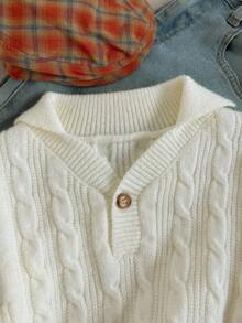 PrepCrw Young Boy Collared Half-Zip Knit Sweater,In Fall/Winter - White - View 7