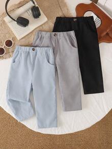 Souflis Souflis Set de 3 pantalones casuales de unicolor con bolsillo para bebé niño - Multicolor - Ver 3