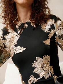 Arave Women's Casual Floral Print Dress, Autumn Fall Cloth For Women - Black - View 7