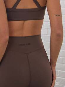 Musera Sport 塑形高腰无缝口袋细节运动紧身裤，仅适用于板式网球、网球、匹克球、健身房、瑜伽、普拉提、日常休闲运动。 - 巧克力棕 - 查看 5
