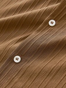 HIMLAND 2pcs/Set Men's Casual Stand Collar Short Sleeve Shirt & Pants Set, Cozy Outfits