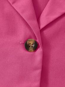 SHEIN Tween Girls Button Front Crop Vest Blazer & Wide Leg Pants - Pink - View 5