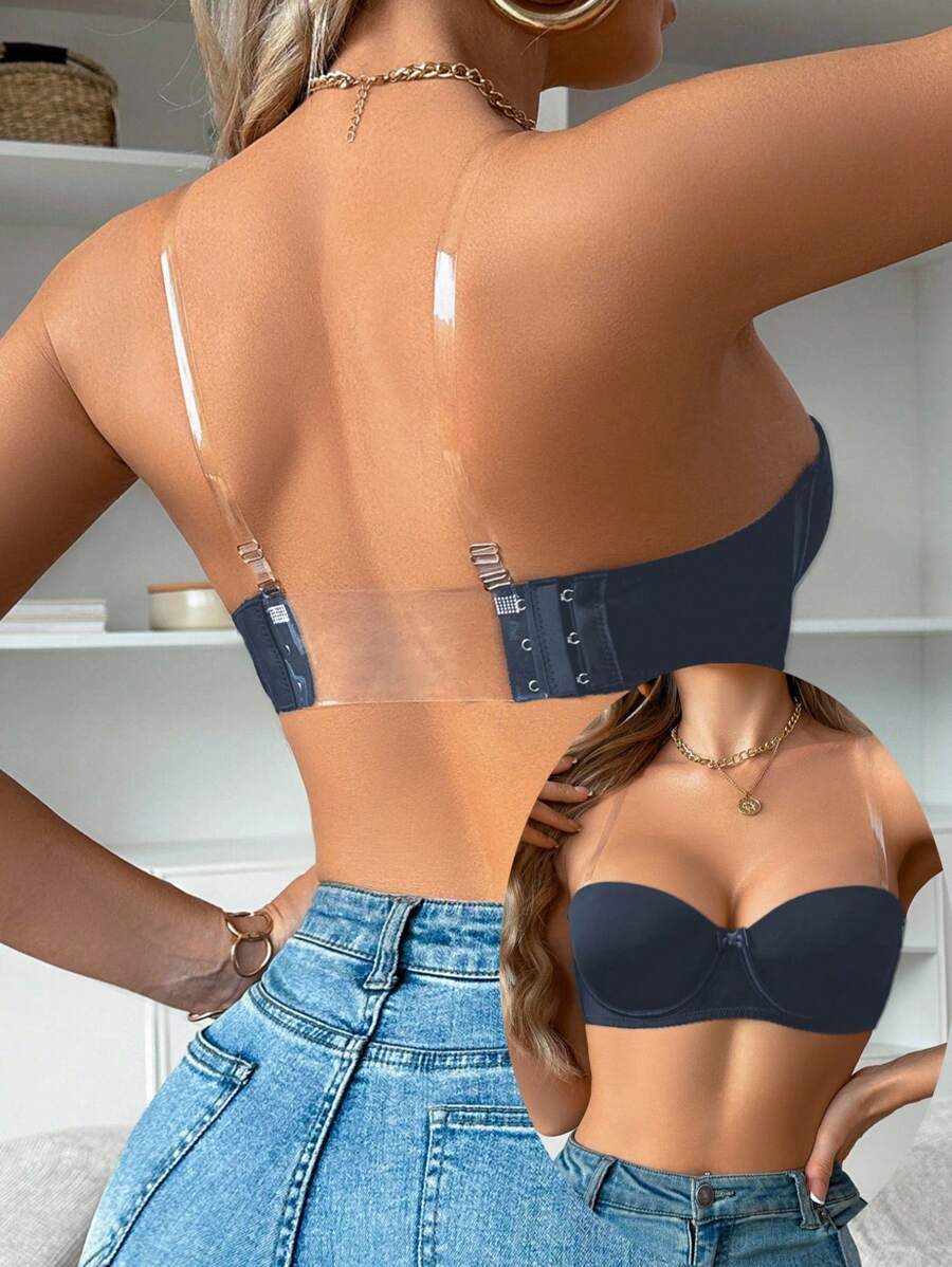 SHEIN 1pc Strapless Padded Bra With Underwire, Lift & Enhance Small Bust, Convertible Design With Detachable Straps Included