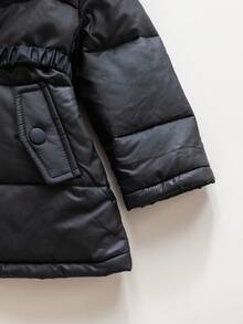 Emery Rose Kids Emery Rose Kids 女婴黑色保暖连帽棉衣，秋冬款