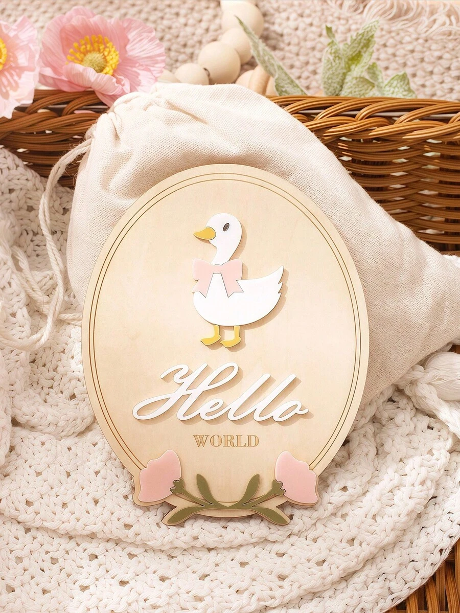 SHEIN 新生儿可爱椭圆形小鸭图案摄影套装 - 彩色 - 查看 1