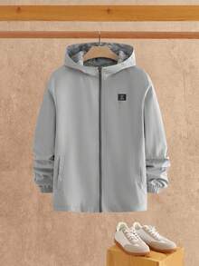 HIMLAND Men's Casual Loose Fit Drop Shoulder Stand Collar Hoodie Jacket, Fall Winter