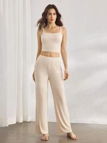 Ocili Leisure Soft & Comfy Viscose Cami Top & Pants Pajama Set For Ladies, Lounge Outfit - Apricot - View 7