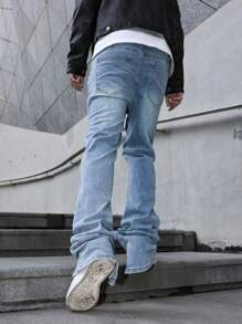 Manfinity Roughcore 男式休闲破洞洗水牛仔裤