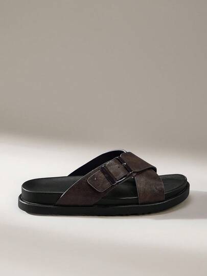 Solecia 2025年夏季男士休闲一脚蹬凉鞋，交叉带设计，时尚沙滩鞋，修身款，适合年轻人