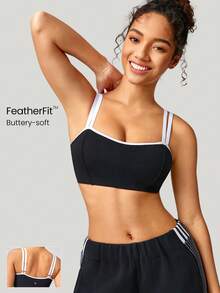 GLOWMODE FeatherFit™ Multi-Strap Sports Bra Light Support Low Impact Yoga Pilates - Black - View 1