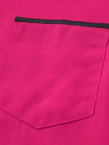 Manfinity Mode Men's Contrast Color Long Sleeve Single-Breasted Pocket Casual Formal Shirt,Fall - Hot Pink - View 6