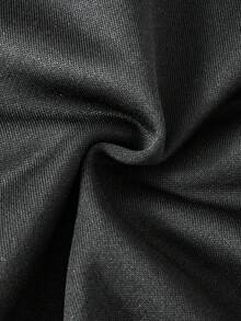 SHEIN 小男孩半拉鍊 Polo 套裝，字母刺繡領口上衣搭配側邊拼接長褲 2 件套，春秋日常休閒裝，花童造型 - 黑色 - 查看 9