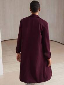 Aveloria Modichic Ladies Lapel Double Breasted Woolen Coat  - Red Violet - View 2