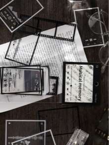 [Ký ức âm nhạc] 1 gói/20 tờ Khung nhạc Phim đen trắng Miếng dán trang trí thú cưng, Vật liệu nhật ký tự làm Ngày lễ tình nhân, Đám cưới ngày lễ tình nhân, Sinh nhật - Đen và trắng - Xem 8