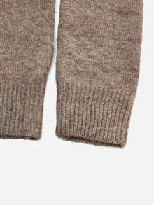 SHEIN PariChic Casual Style Solid Color Crew Neck Long Sleeve Knitted Sweater Fall Winter - Brown - View 2