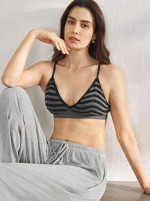 Ocili Leisure Seamless Basic Striped Comfortable Women Bras Summer Holiday Elegant Casual - Dark Grey - View 2