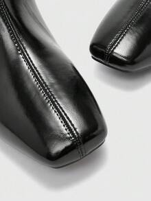 CUCCOO BIZCHIC Women's Pointed Toe Buckle Design Everyday Fashion Mid-Calf High Heel Boots