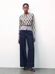 Maija 女士深蓝色直筒牛仔裤，复古富贵风格，秋冬季办公室穿着，派对牛仔裤