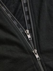 ROMWE Goth 加大码暗黑朋克骷髅铆钉二合一宽松黑灰复古连帽卫衣