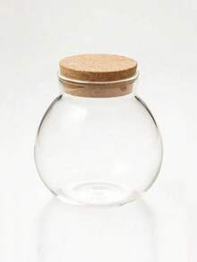 1pc 16.91oz Airtight Glass Storage Jar With Bamboo Lid Multi-Purpose Round Container For Tea, Snacks Etc. - Easy Clean Kitchen Organizer