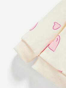 Cozy Pixies Baby Girl Heart Pattern Casual Round Neck Sweatshirt,In Fall/Winter