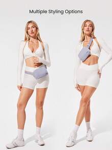 GLOWMODE 1升拉链式多功能腰包 防水斜挎腰包 可调节肩带 - 淺灰紫 - 查看 3