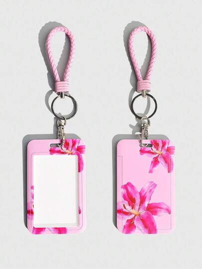 ROMWE Fairycore 1 st söt skjutbar fodral med liljeblommönster, ID-kortshållare, Tillbaka till skolan