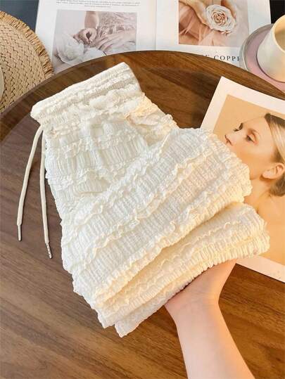 GlowEve CURVE Plus Size Women Elegant Casual Textured Jacquard Wide Leg Pants Fall Cloth For Women