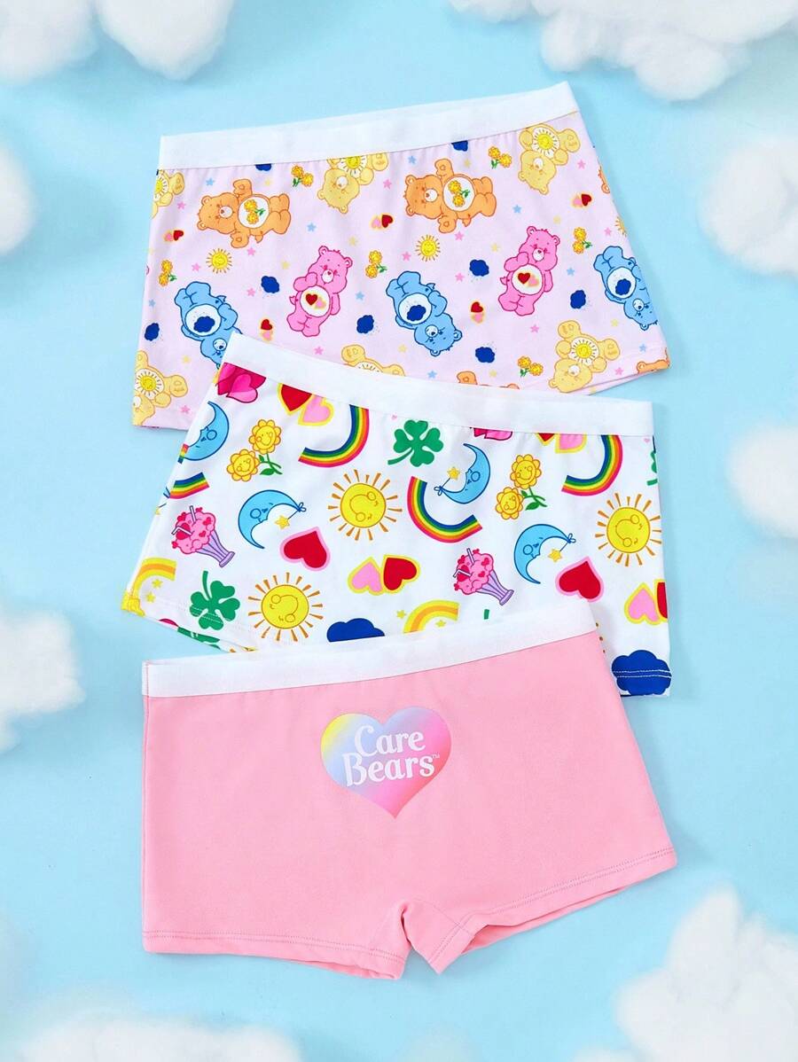 SHEIN X Care Bears 少女卡通图案可爱内裤 - 粉色 - 查看 1