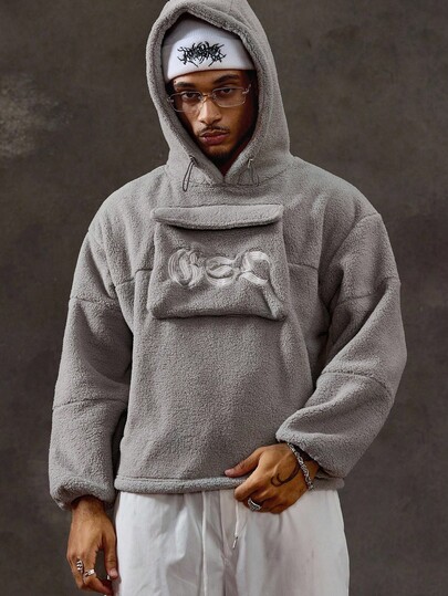 Street Life Men's Casual Embroidered Reversible Fleece Hoodie, Autumn/Winter