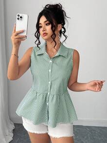 Elenzga Blusa elegante francesa con lazo retro de moda casual para tallas grandes de verano