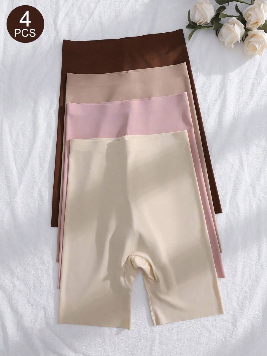 SHEIN Bộ 4 quần lót liền mạch cạp cao màu trơn - Nhiều màu - Xem 1