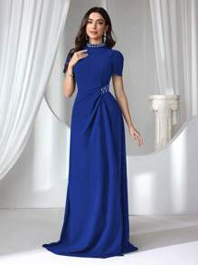 Coutiva Formal Evening Dress For Women (Elaborate Design), Party Dress, Gown, For Wedding Guest - Royal Blue - View 1