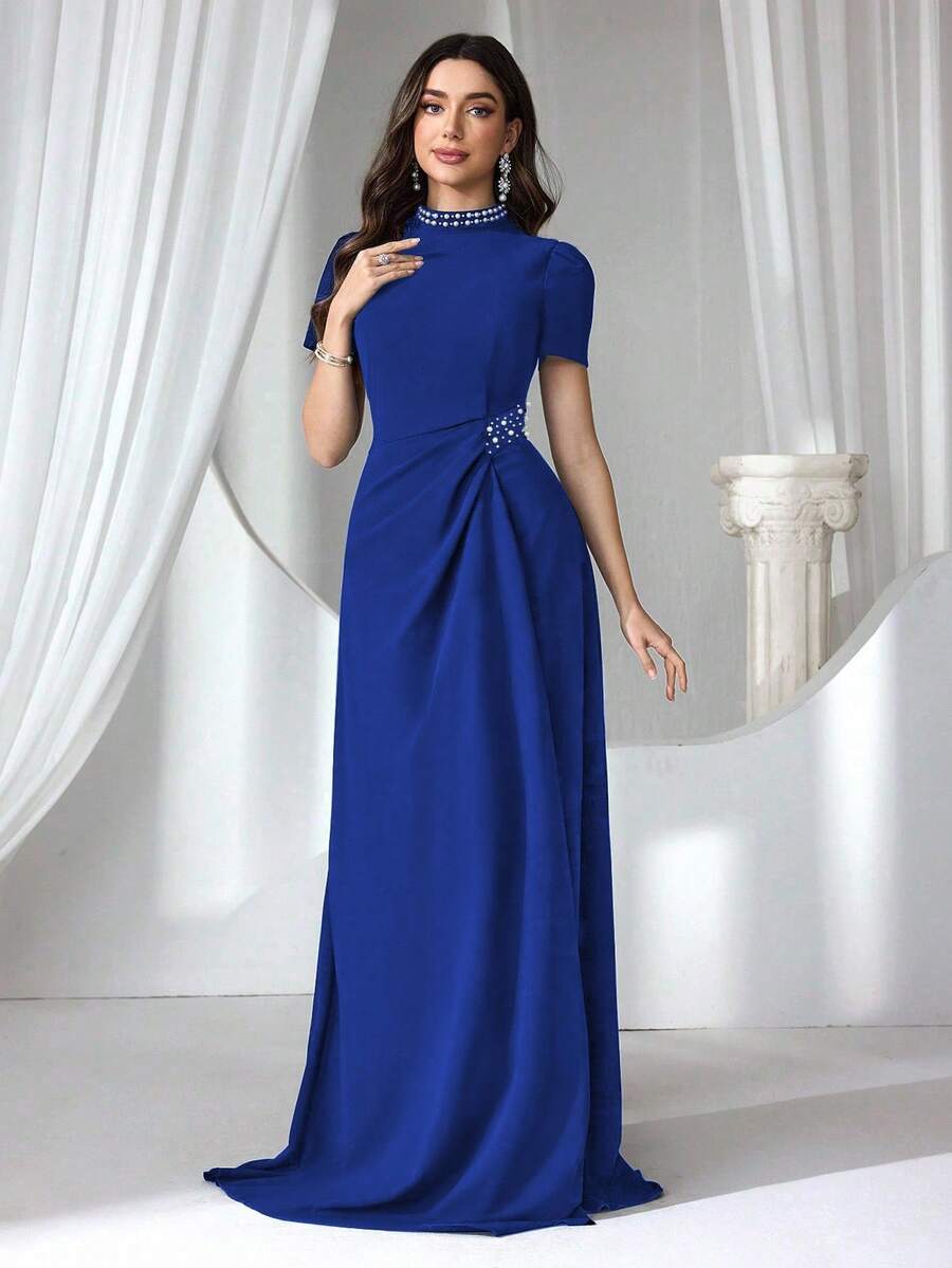 Coutiva Formal Evening Dress For Women (Elaborate Design), Party Dress, Gown, For Wedding Guest - Royal Blue - View 1