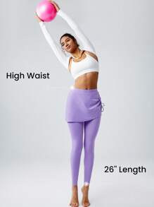 GLOWMODE 26" FeatherFit™ Fit Flex 2-In-1 Drawstring Skirted Leggings Low Impact Daily - Mauve Purple - View 4