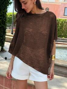 Aloruh Nueva chaqueta de punto jacquard versátil de color albaricoque con cuello halter y escote en forma de chal, estilo ligero y de vacaciones para cubrir