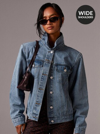 Athîral Casual Stylish Simple Versatile Front Button Down Long Sleeve Women Denim Jackets, Fall Women Clothes, Western Wear Women Denim Jackets For Women Blue Women Oversized Women Denim Jacket Blue Women Oversized Women