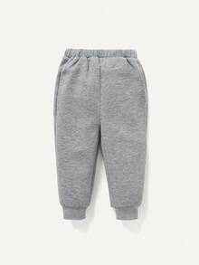 Cozy Pixies 男嬰字母刺繡插肩袖運動衫和運動褲 - 灰色 - 查看 2
