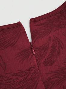 Fairmaia German Traditional Elegant Jacquard Collar Self-Tie Waist Flared Hem Dress For Women, Halloween - Burgundy - View 8