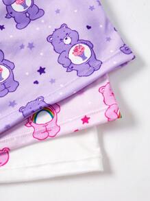 SHEIN X Care Bears 6pcs/Set Young Girl Cartoon Bear Print Cami Top & Shorts Lingerie Undershirt Set , Kawaii,Y2K,Cute,Sweet