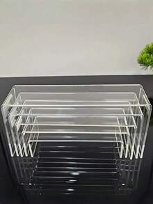 SHEIN 5PCS Clear Acrylic Jewelry Display Stand For Rings, Earrings, Necklaces | Versatile Candy Showcase Organizer | Action Figure Display Rack For Collectibles | Durable Mini Shelf For Retail, Boutique, Home Decor | Modern Transparent Storage Rack - Clear - View 3
