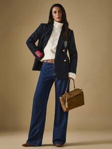 Briarwyn Women's Autumn Embroidered Design Lapel NeckLong Sleeve Double-Breasted Casual Blazer,Fall Clothes For Women,Old Money Style Women,Women's Winter Blazer, - Black - View 4